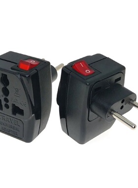 Wonpro稳不落欧标德法意瑞万能转换插带电源开关欧洲一转二插黑色