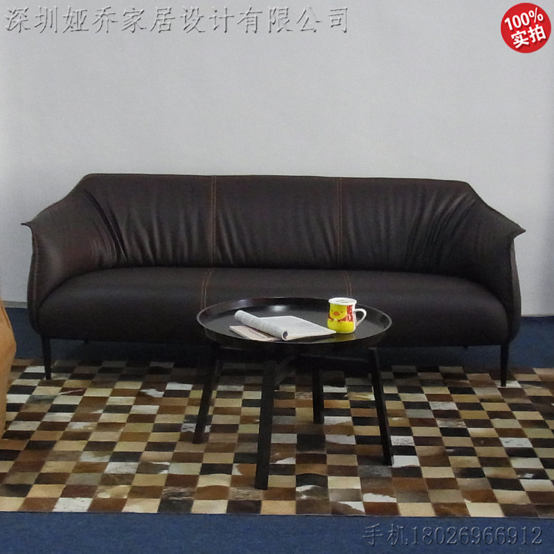 北欧风格皮艺沙发椅子组合单双人简约商用办公休闲皮艺沙发客厅