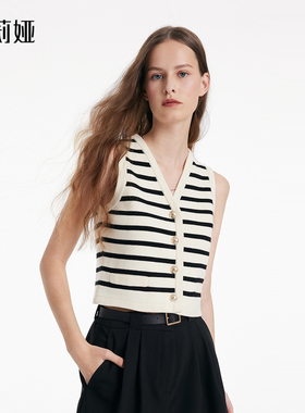 歌莉娅马甲短款开衫夏季时尚毛织气质修身女装无袖上衣1C4C6H010