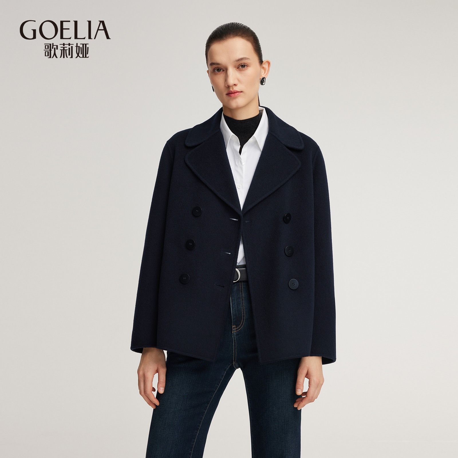 歌莉娅冬季全羊毛大衣西装外套女