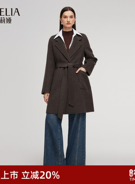 歌莉娅羊毛骆驼绒大衣女秋冬2025新款插肩袖双面呢外套1ESC6N0D0