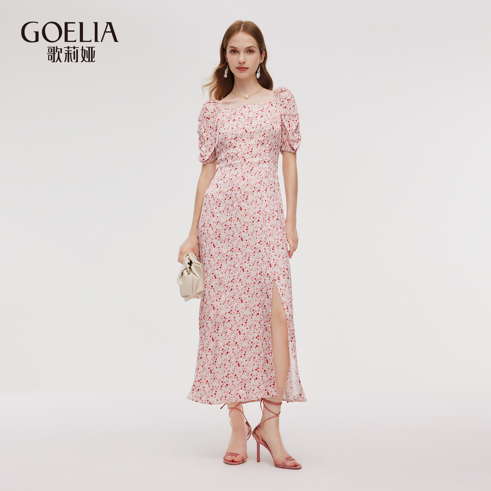 歌莉娅夏季新款开衩独特连衣裙女