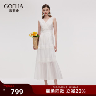 巨好看蕾丝边薄纱长裙1E4C4K75A 夏季 歌莉娅无袖 连衣裙女2025新款