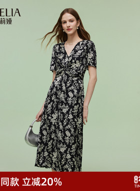歌莉娅碎花连衣裙女夏2025新款法式独特漂亮扭结小裙子1E4L4K3R0