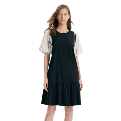 歌莉娅拼接假两件连衣裙女夏装名媛气质通勤小香裙子1A6C4HARA