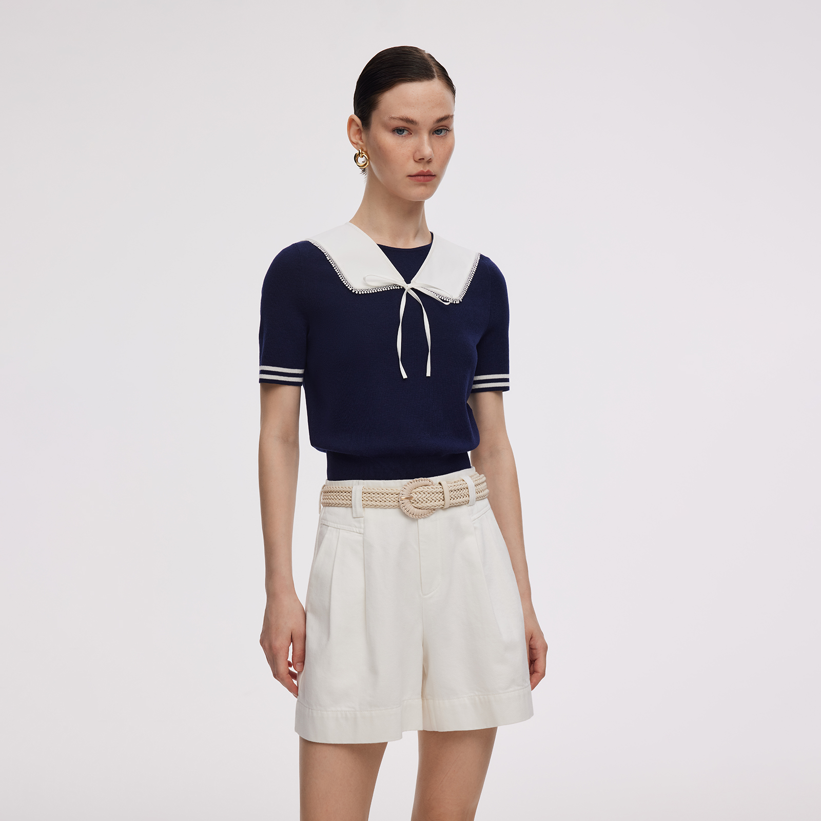 棉质绑带装饰领