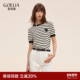 夏季 歌莉娅针织短袖 女2025新款 流行穿搭条纹上衣纯棉T恤1E7J5G740