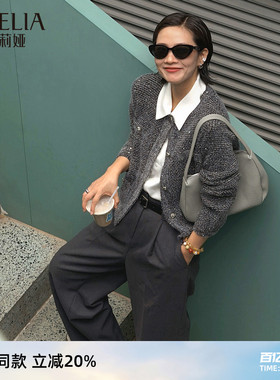 歌莉娅外套女秋季流行穿搭小香风好看花纱针织短款开衫1C9L6J530