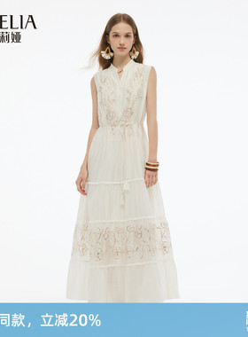 歌莉娅绣花连衣裙女夏季穿搭新款莱赛尔千金风裙子1E5R4K920