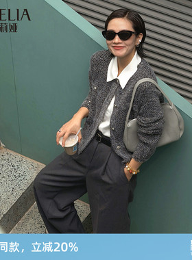 歌莉娅外套女秋季流行穿搭小香风好看花纱针织短款开衫1C9L6J530