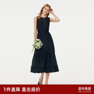 直降 背心裙 歌莉娅红色连衣裙女夏2025重要场合订婚礼服裙无袖