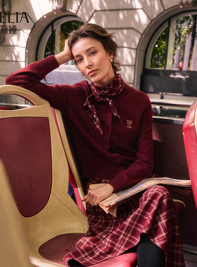 歌莉娅全羊毛开衫女2025新款秋季流行miu系穿搭显瘦上衣1E8J6E0S0