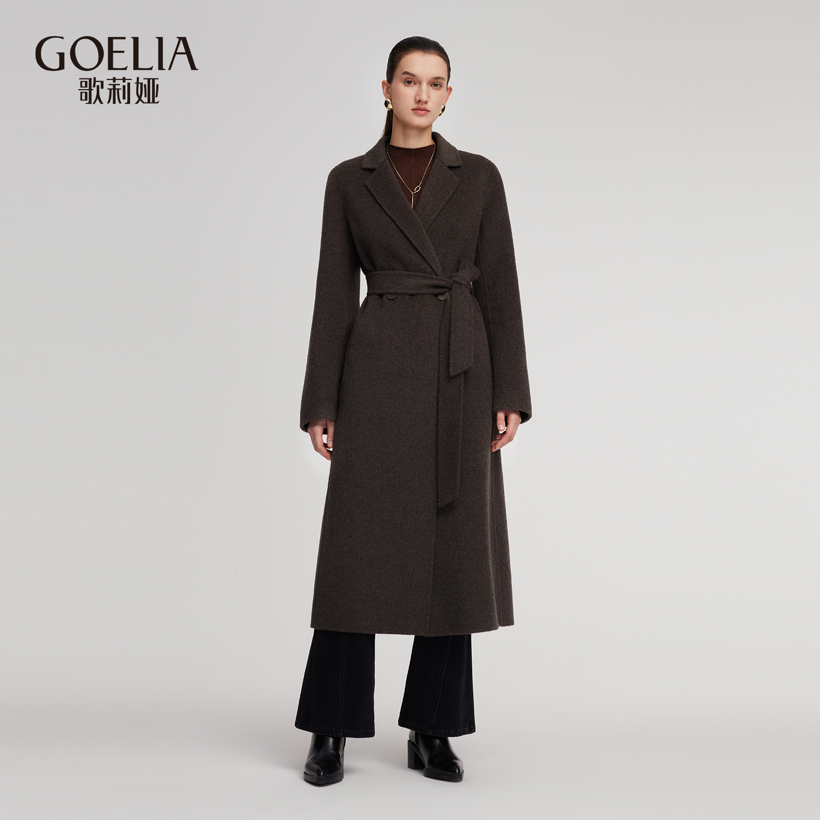歌莉娅冬季羊毛大衣女毛呢外套