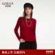 冬季 歌莉娅全羊毛衫 上衣女2025新款 小个子穿搭红色毛衣1E6J5G39A