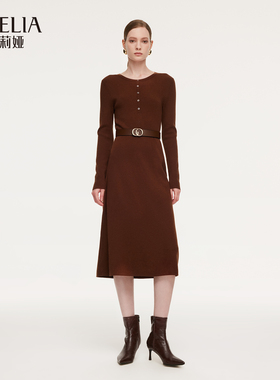 歌莉娅毛织连衣裙女秋冬气质高级修身毛衣裙子1F1C4G160
