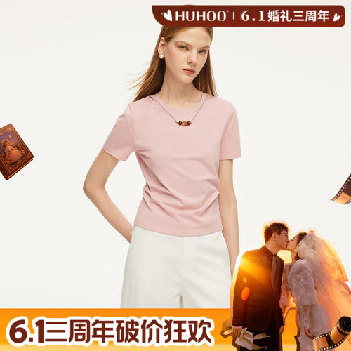 歌莉娅夏季收腰短袖T恤上衣女