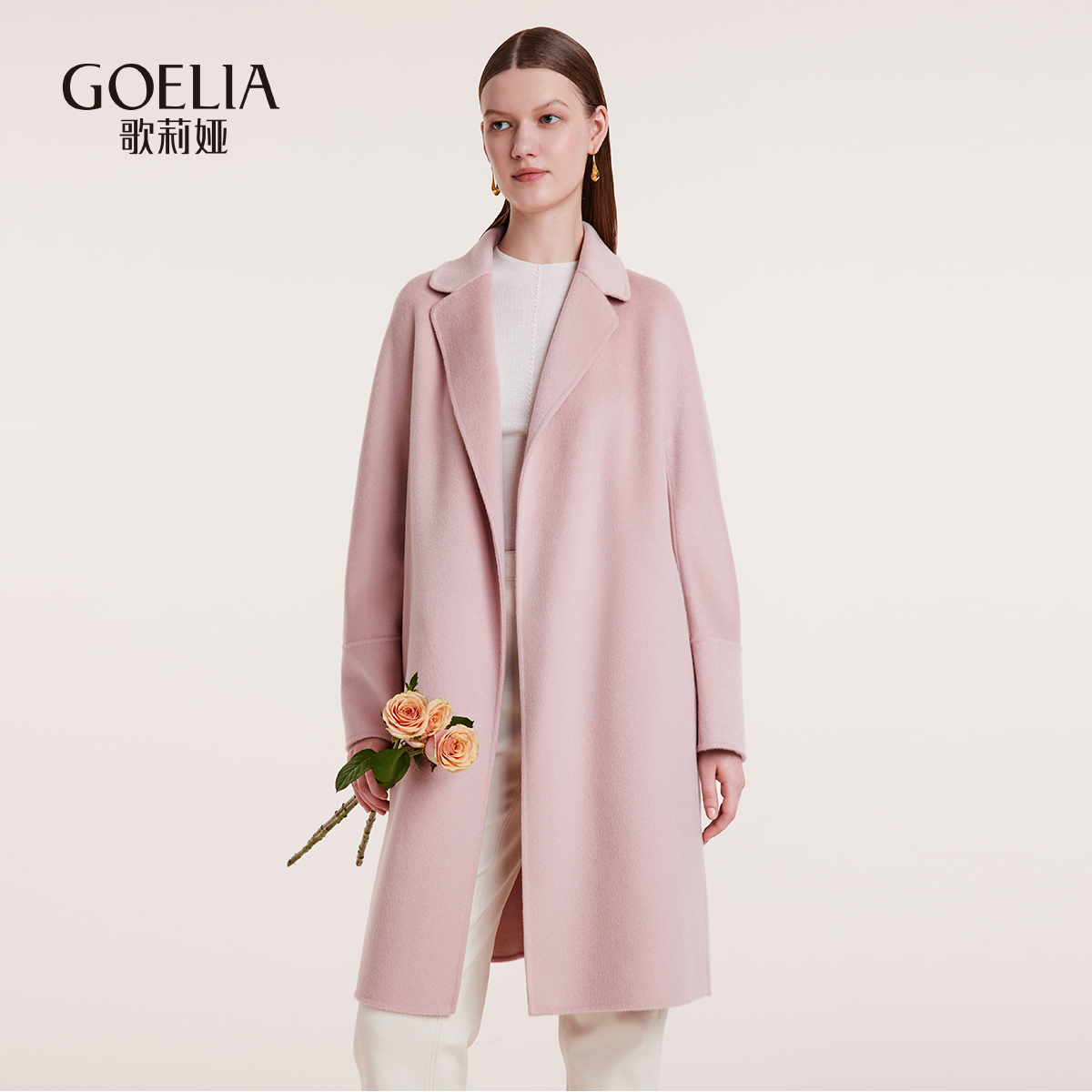 冬季中长款羊绒呢大衣女歌莉娅