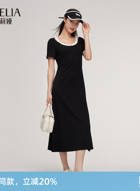 歌莉娅黑色连衣裙女夏季新款显瘦假两件裙子连身裙1E5J4K0N0