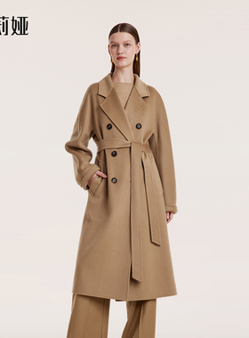 歌莉娅全羊绒大衣女秋冬新款今年流行高端长款毛呢外套1BNL6N45A