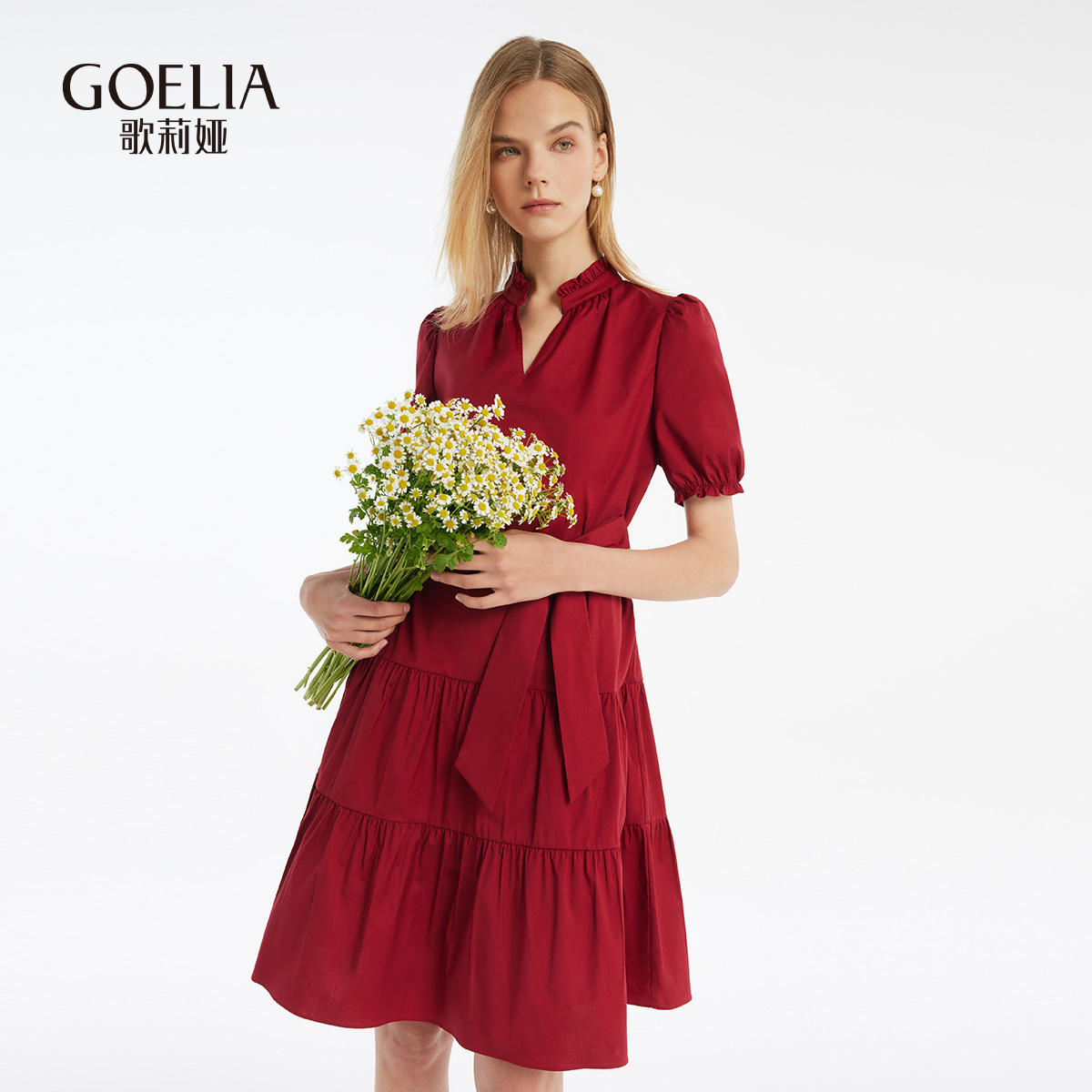 歌莉娅红色连衣裙气质绝美小红裙