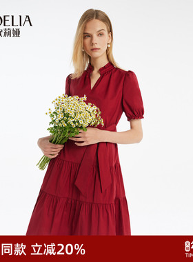 歌莉娅红色连衣裙女夏季时尚气质绝美棉布小红裙子1C4R4K0ZA