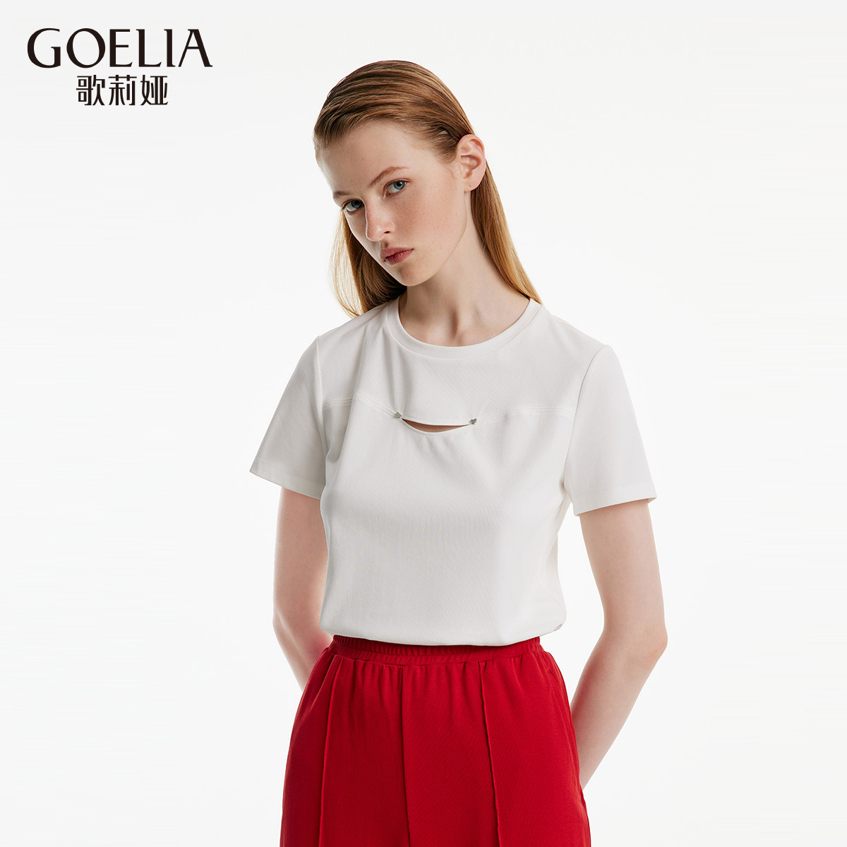 歌莉娅多巴胺百搭镂空短袖t恤女