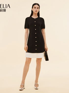 歌莉娅小香风连衣裙女2025新款夏季通勤穿搭假两件裙子1E9L4G3E0