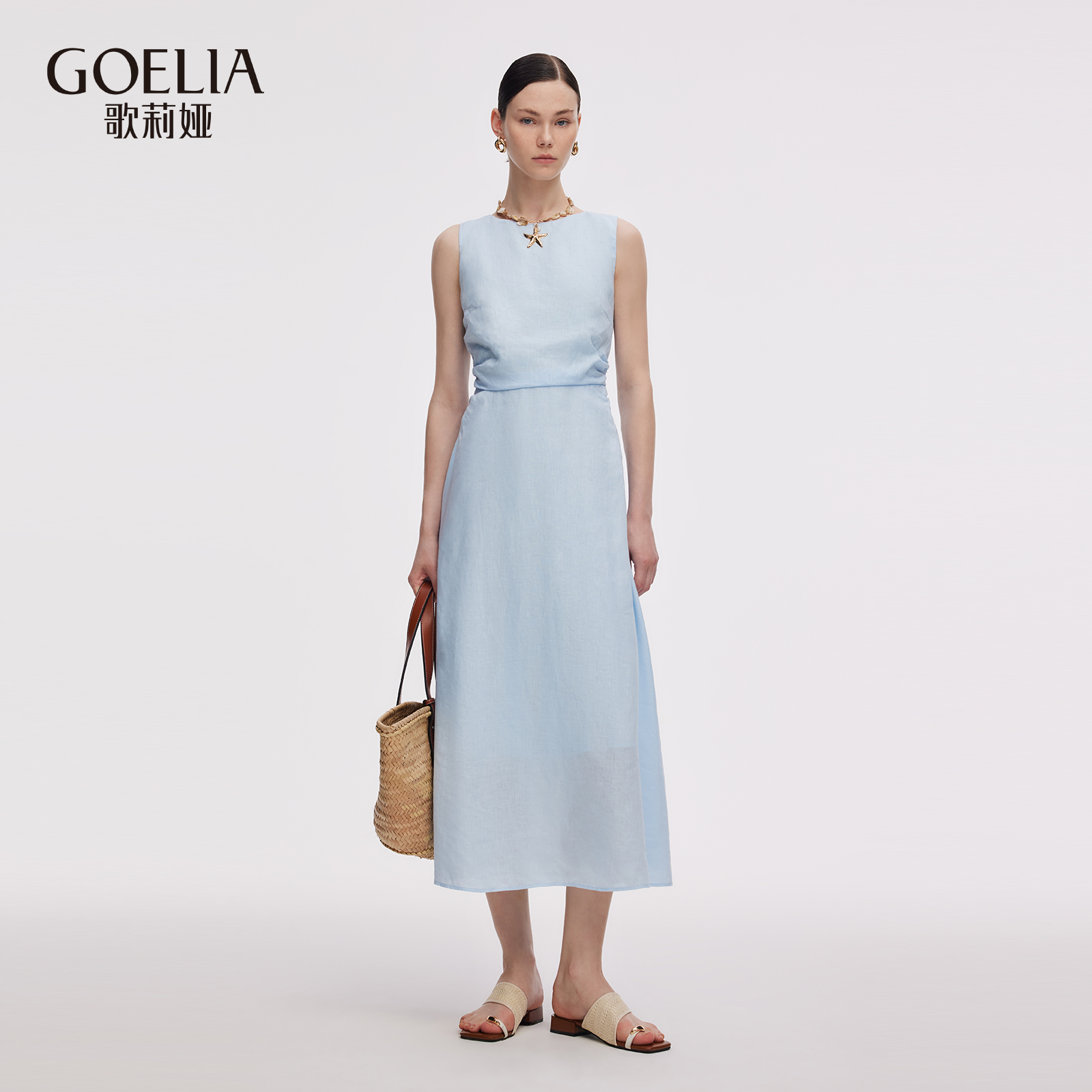 歌莉娅夏季冷淡系亚麻连衣裙女