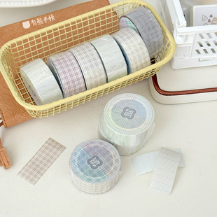 有熊手帐胶带很多格纹苏格兰格法文格基础拉条贴纸卷素材手账贴纸