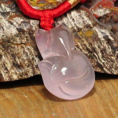 天然冰种芙蓉石粉水晶粉晶手雕件狐狸挂件吊坠旺桃花女项链毛衣链