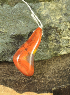 天然北票战国红缟玛瑙鸡油随型