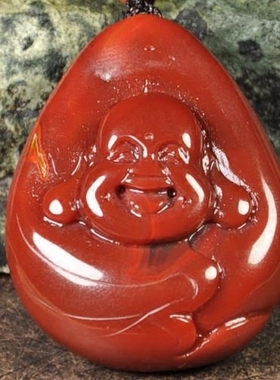 玛瑙弥勒佛毛衣链吊坠