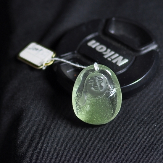 精品纯手工雕件天然千层山绿幽灵水晶石弥勒佛男女吊坠挂件笑佛公