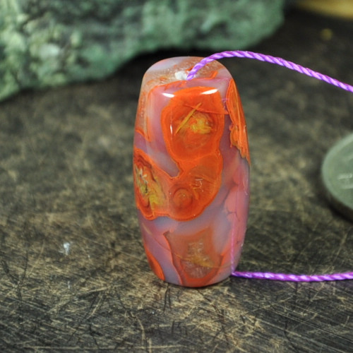 无裂层次感强紫罗兰天然北票战国红缟玛瑙勒子腰鼓挂件男女款吊坠