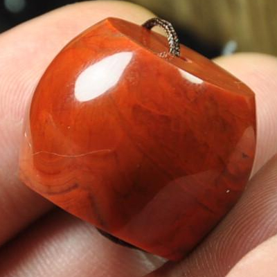 北票战国红缟玛瑙勒子配珠顶珠腰鼓顶珠挂件吊坠24mm鸡血红毛衣链