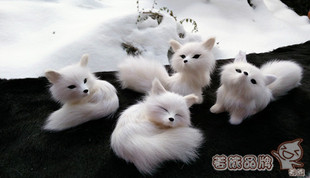 仿真九尾狐创意zakka卡通可爱狐狸办公室桌面摆设汽车摆件鸣狐白