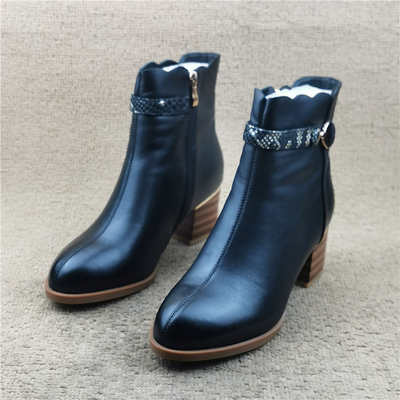 品牌撤柜真皮女靴时尚百搭时装靴