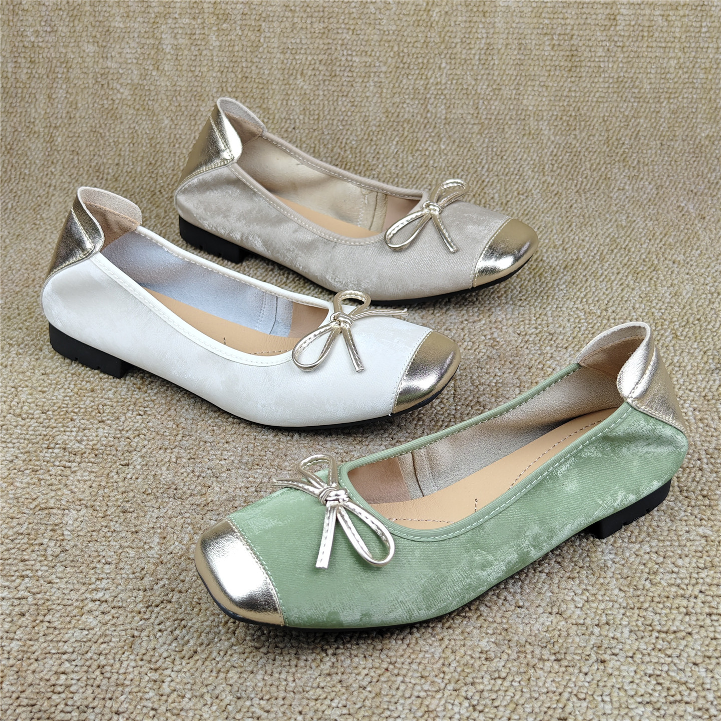 商场断码女鞋法式蝴蝶结方头浅口单鞋女软底一脚蹬甜美风芭蕾舞鞋