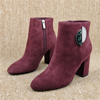 羊皮单里侧拉链时装女短靴