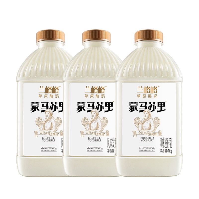 兰格格雪原蒙马苏里酸奶1kgx3桶奶酪味新鲜奶活菌发酵乳