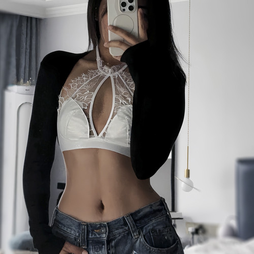 Pudaoo法式蕾丝内衣女夏季薄款性感美背细肩带吊带文胸