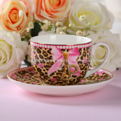 豹纹咖啡杯碟时尚精美浪漫陶瓷
