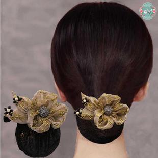 网纱闪钻花朵横夹女2025新款高端盘发发夹后脑勺夹子头饰发卡中号