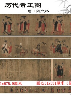 1:1原大唐 阎立本 历代帝王图列帝图十三帝图古列帝图卷古帝王图
