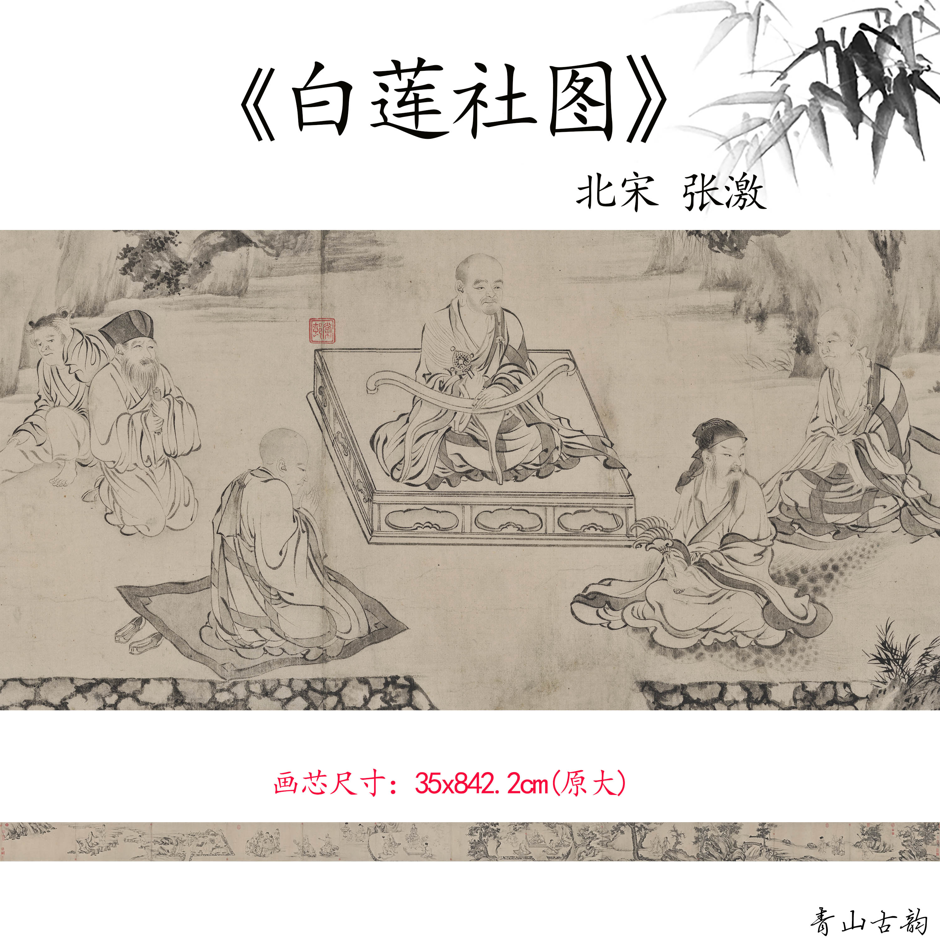 1:1北宋 张激 白莲社图卷中国古代神仙人物图卷高清微喷复制临摹