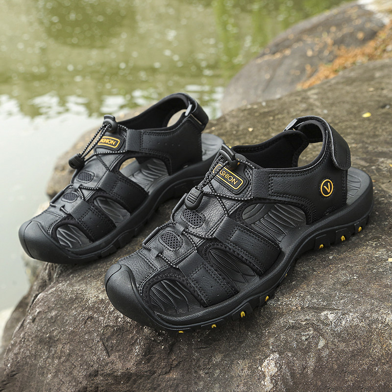 夏季男鞋厚底凉鞋男款软底防滑沙滩鞋透气百搭休闲旅游鞋防滑耐磨