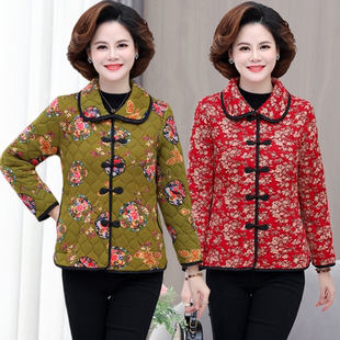 民族风妈妈装 小棉袄中老年女立领复古气质轻薄加绒衣服 秋冬新短款