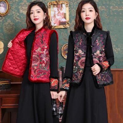 2024秋冬新中式国风夹棉马甲外套