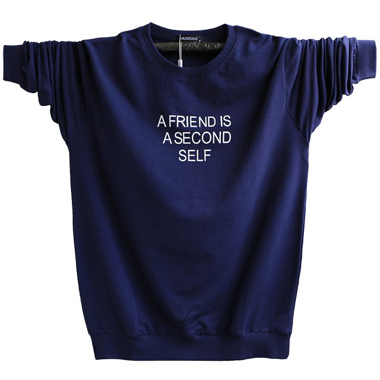 新款秋季男士大码长袖t恤 圆领套头卫衣男宽松加肥版型学生上衣服