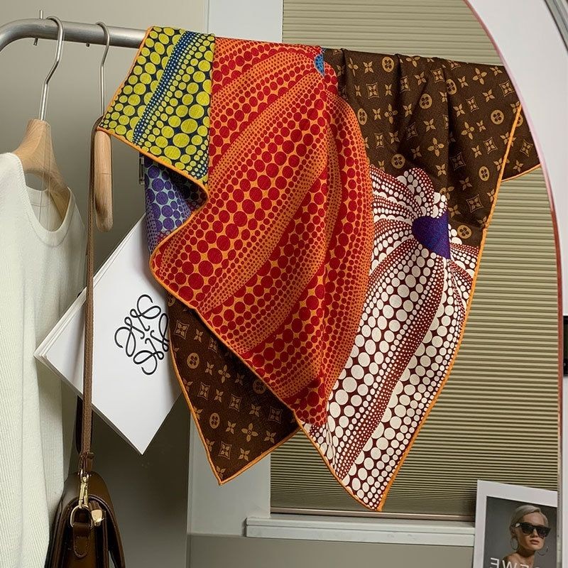 醉美老钱风!【趣味南瓜】双面异色真丝羊毛围巾 百搭丝巾披肩90